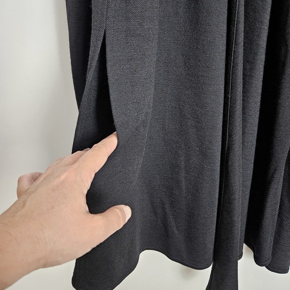 Sonia Rykiel Paris Womens Open Front Cape 100% Wool Slit Back Long Sleeves Black - Picture 8 of 9